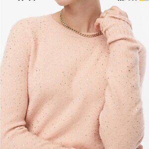 J.Crew XS Blush Pink Gemstone Sweater Wool Alpaca Holiday Party Glitter Festive
